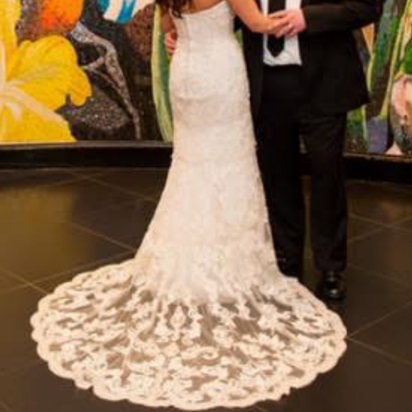 Allure couture c288 bridal wedding gown beaded mermaid lace ivory champagne - Picture 9 of 9